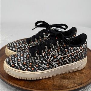 Nike Shoes Youth 7 Air Force 1 Black White Just Do It All Over Sneakers 2018